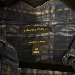 Banana Republic Navy and Yellow Checkered Shirt